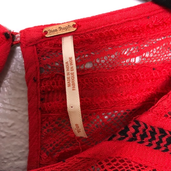 Free People Cyprus Ave Red Embroidered Top Small - Picture 4 of 8